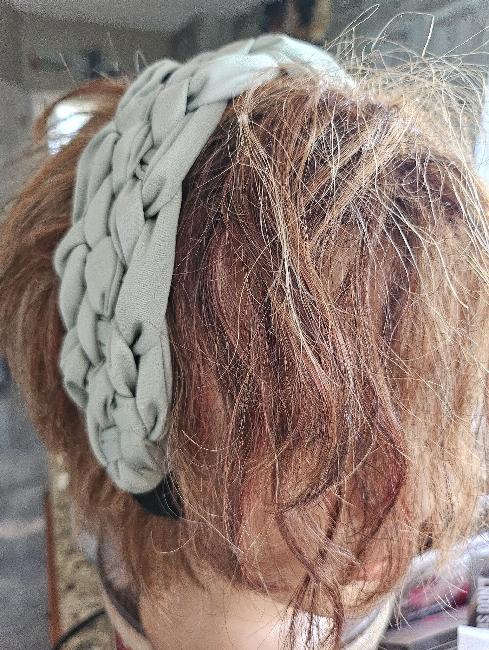 New W Tag Pale Green Braided Woven Canvas Headband